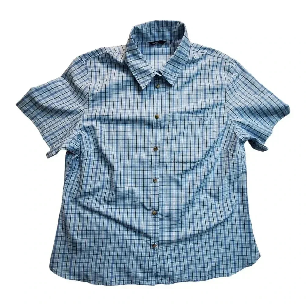 Rohan Womens Sun Protection Short Sleeve Button Front Blue Hiking Coast Shirt XL
